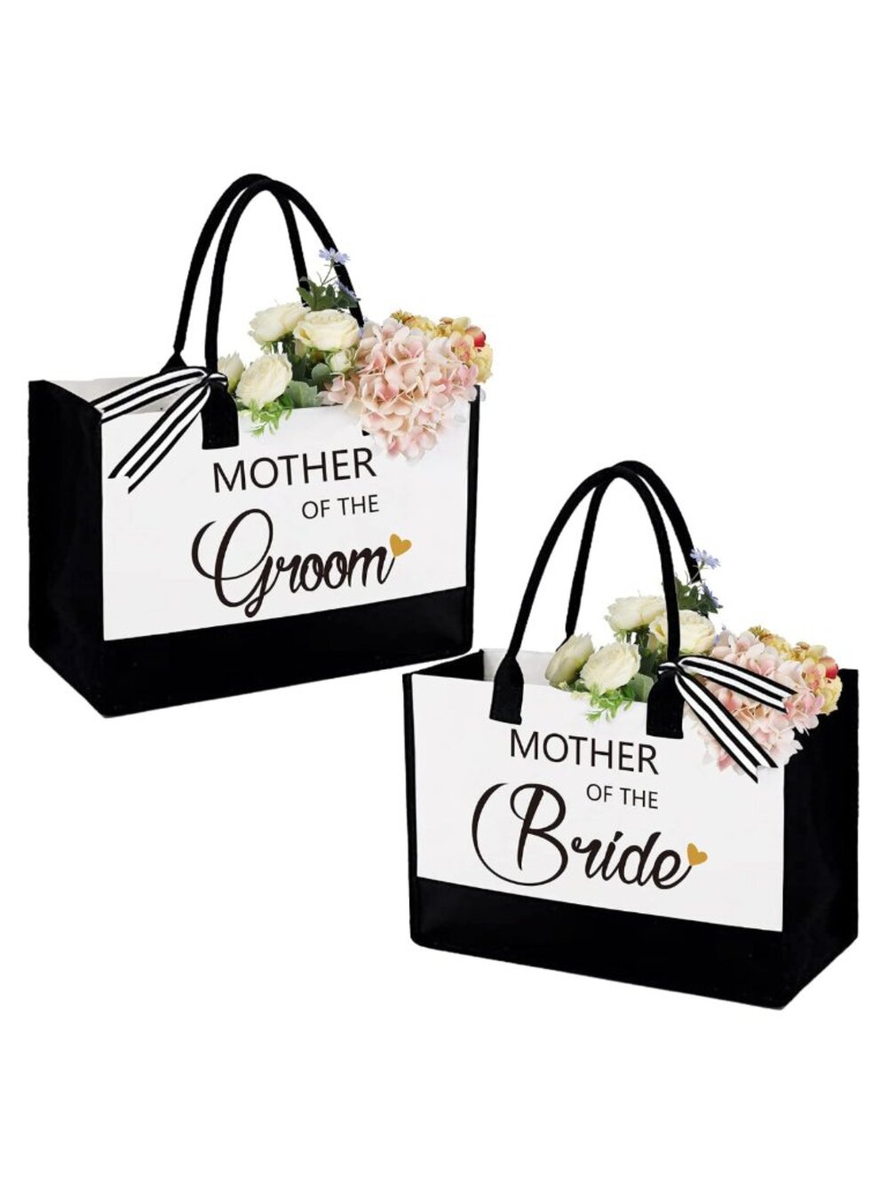2pc Canvas Tote Bag Set Mother of Bride Groom Wedding Gift